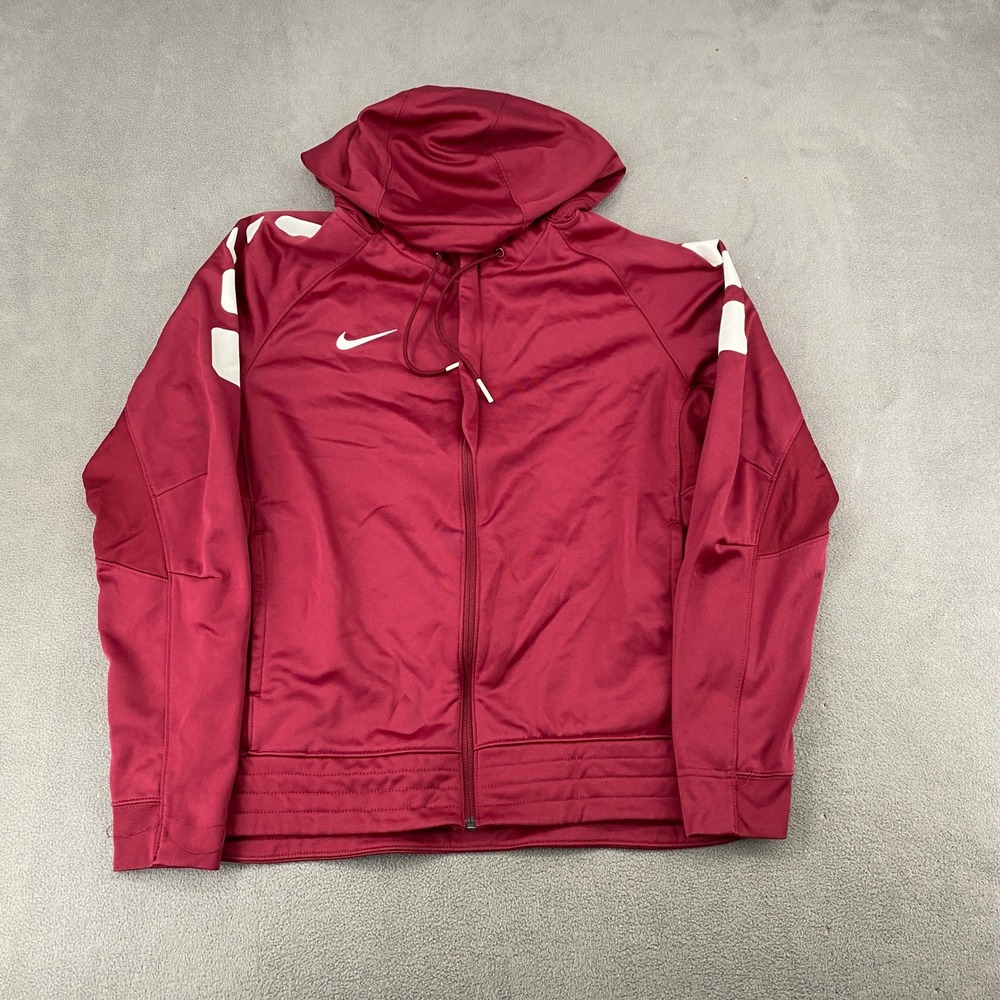 Nike Therma-FIT Full Zip Hoodie Maroon Burgundy Mens Large Activewear Jacket